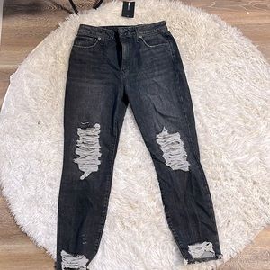 Fashion Nova size 9 jeans brand new with tags dark denim distressed never worn